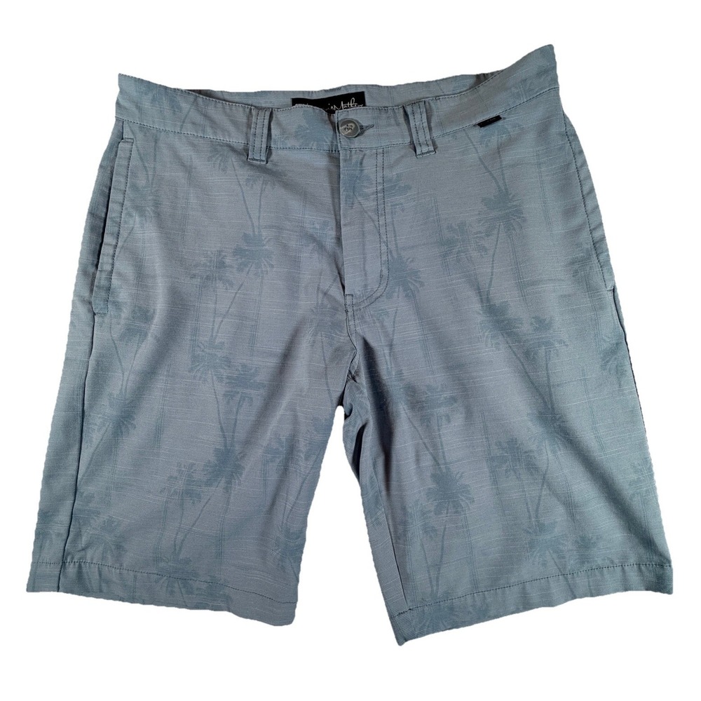 Travis Mathew Shorts Men's Sz 32 Blue Smooth Talker Palm‎ Trees Golf